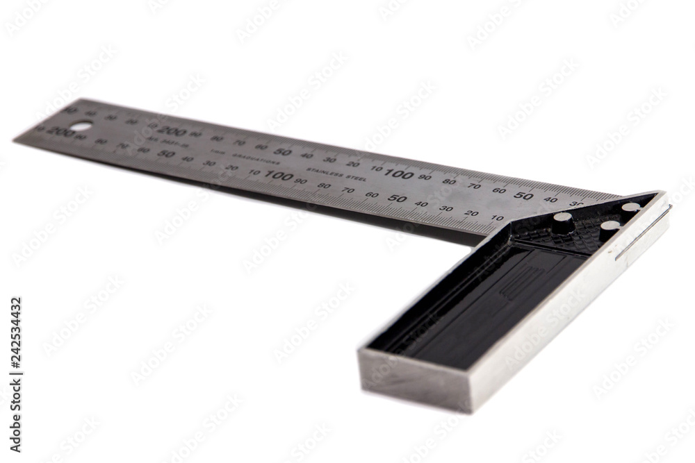 Metal Engineer corner ruler isoalted on white background Metal Engineer corner ruler isoalted on white background