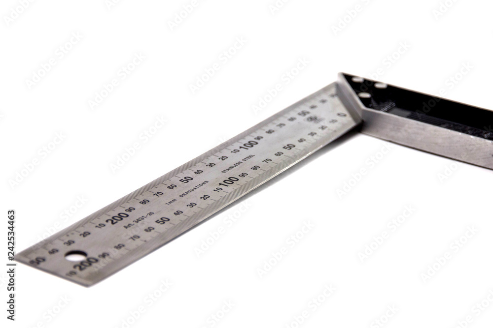 Metal Engineer corner ruler isoalted on white background Metal Engineer corner ruler isoalted on white background