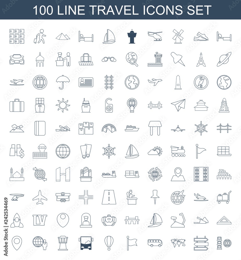 100 travel icons