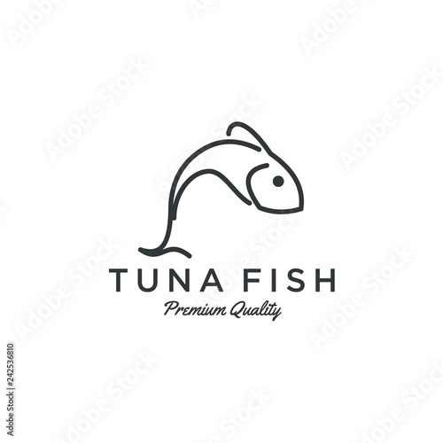 fish logo seafood badge design. tuna fish logo emblem label seafood vector icon. Creative symbol of fishing club or online shop.