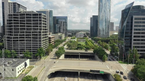 Aerial of Klyde Warren Park Dallas Texas East