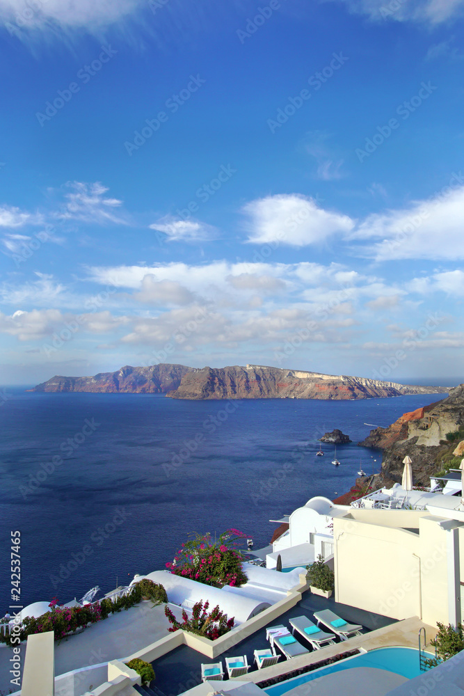 view on the Caldera of Santorini with a beautiful composition of clouds