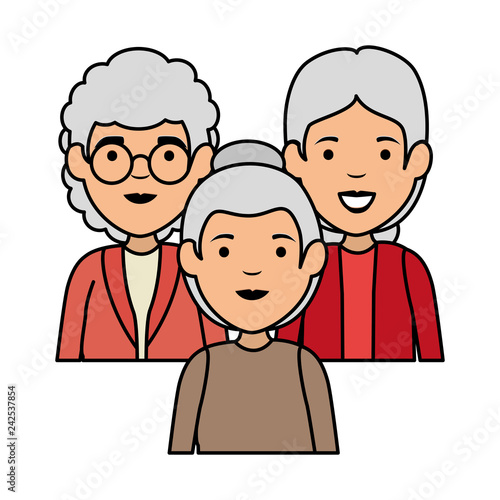 group of cute grandmothers avatars characters