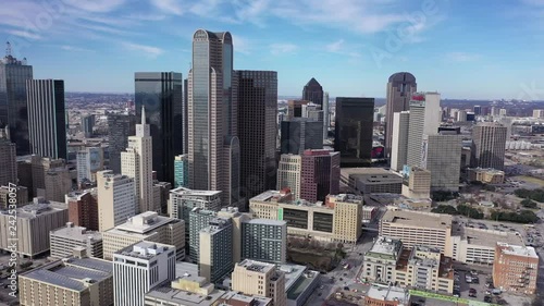 Aerial Rotation Pan of Dallas Texas Downtown from the South