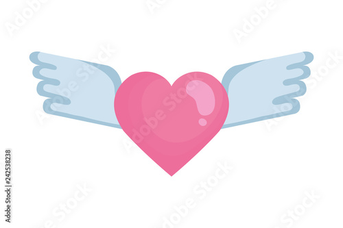 heart love with wings flying