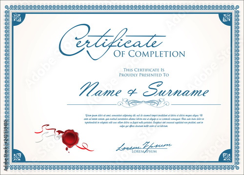 Elegant certificate or diploma retro vintage design