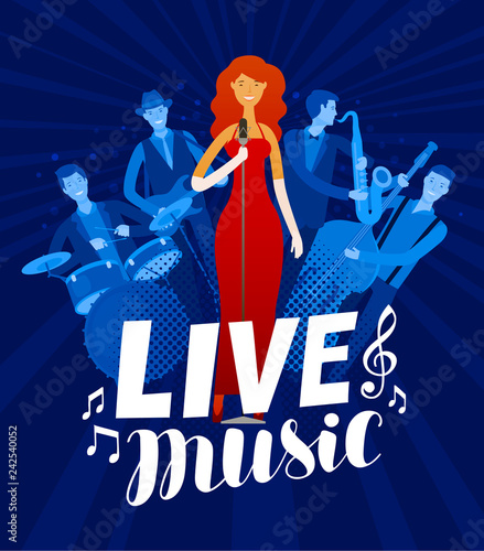 Live music poster. Musical festival, concert, performance concept. Vector illustration