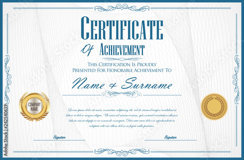 Elegant certificate or diploma retro vintage design