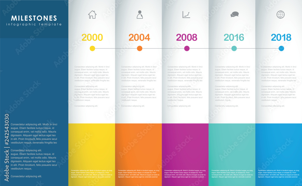 colorful timeline buttons infographic layout stock... Infographic template with colorful icons line up beside timeline. Stock ...