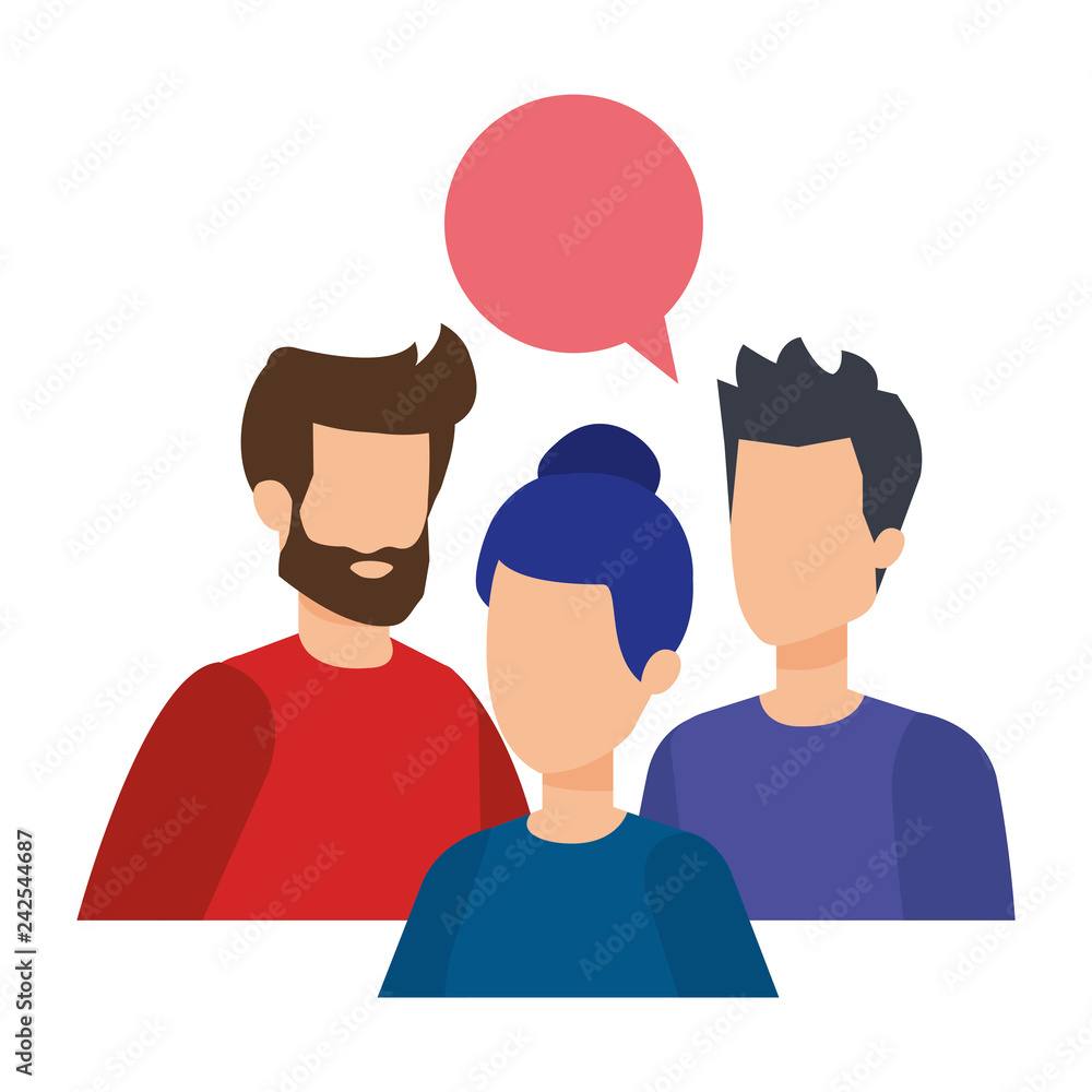Fototapeta premium group of people with speech bubble characters
