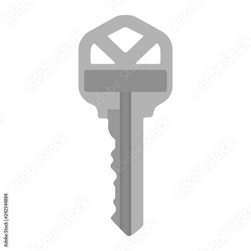 Silver House Key Illustration - Single traditional silver house key isolated on white background