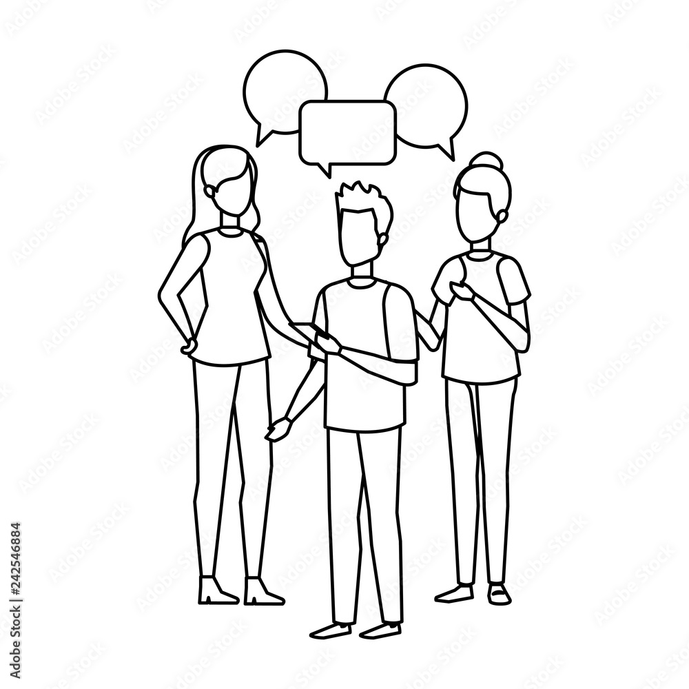 group of people with speech bubble characters group of people with speech bubble characters