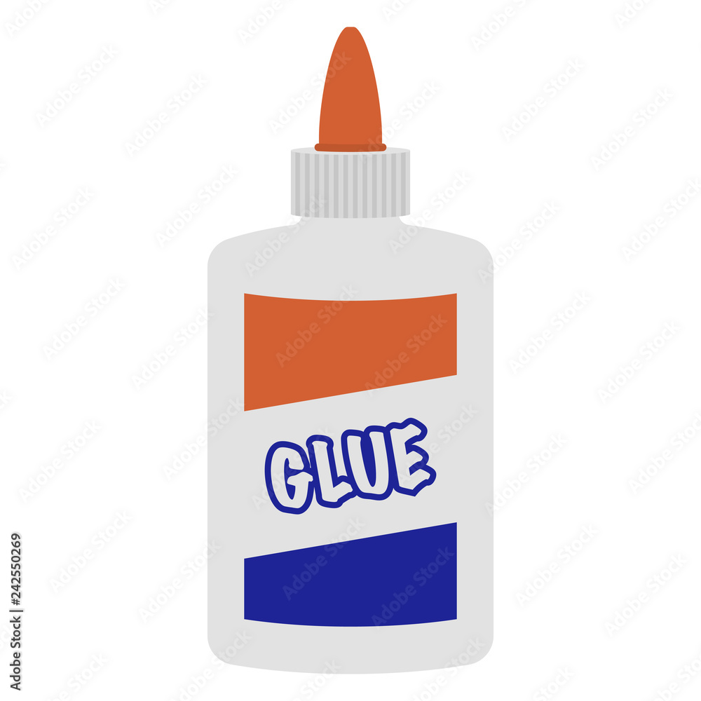Wall Mural Bottle of Glue Illustration - Bottle of white glue with orange top isolated on w