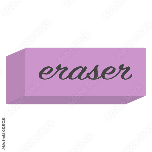 Pink Eraser Illustration - Classic pink eraser with cursive text isolated on white background