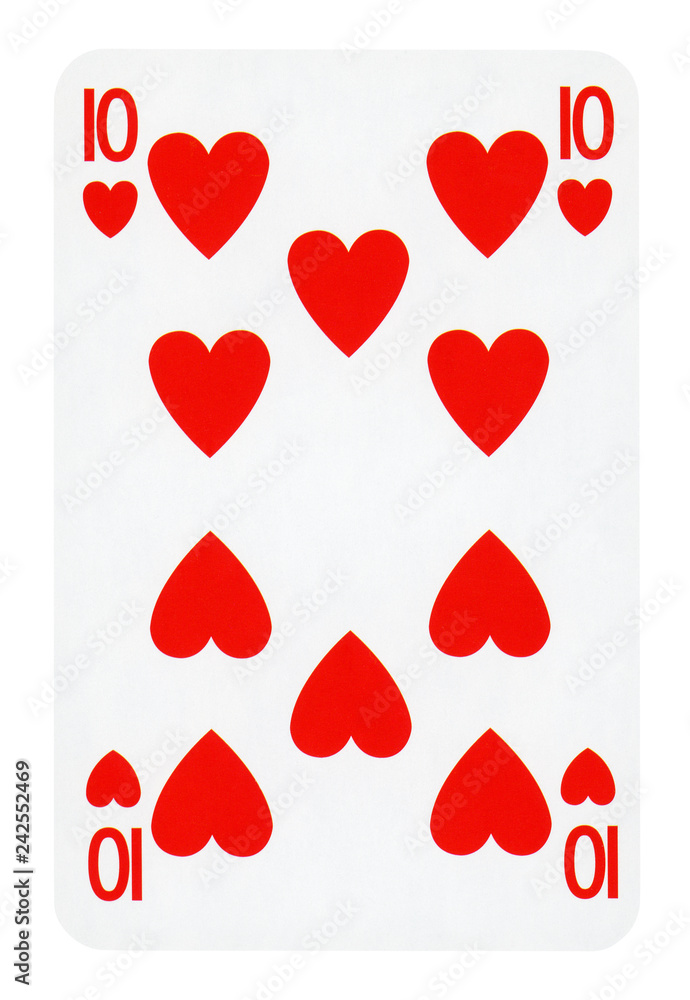 Ten of Hearts playing card - isolated on white (clipping path included) Ten of Hearts playing card - isolated on white (clipping path included)
