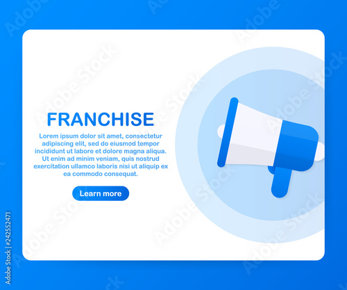 Megaphone Hand, business concept with text franchise. Vector illustration