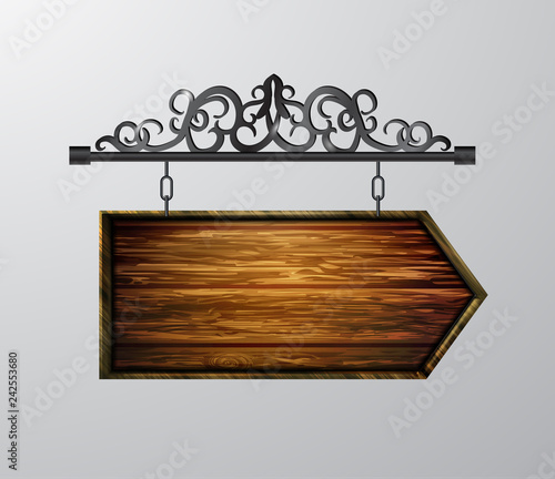hanging, wooden Board vector, wooden object for text.