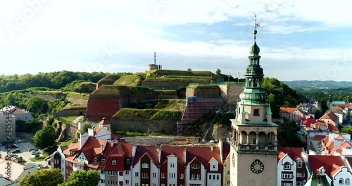 Poland, bastion of Klodzko fortress, cite square, drone shot