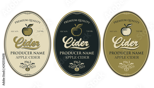 collection of labels for various cider types