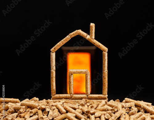 Wood pellets house photo