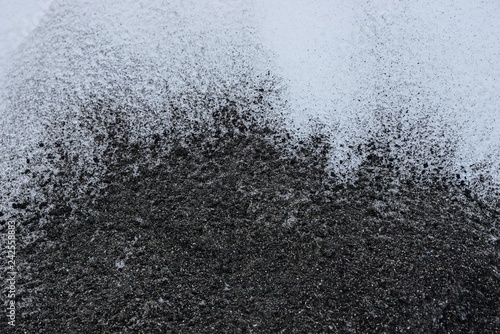 black white texture of ash and snow outside
