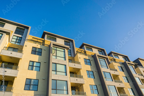 Residential multifamily modern buildings, Foster City, San Francisco bay area, California
