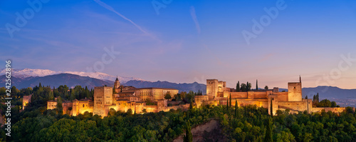 Alhambra sunset in Granada of Spain photo