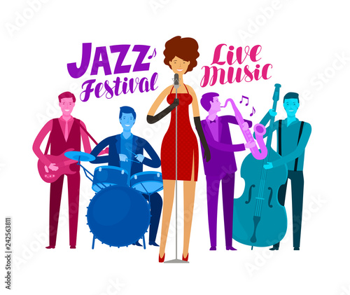 Jazz festival. Live music, performance concept. Cartoon vector illustration