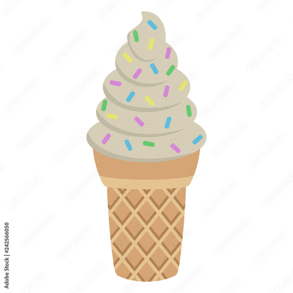 Vanilla Soft Serve Ice Cream Illustration Vanilla soft serve with sprinkles Stock Vector
