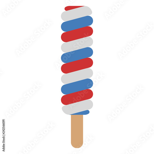 Colorful Popsicle Illustration - Red, white, and blue twisted popsicle