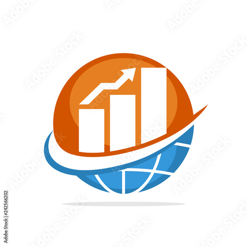 Vector illustration icon with the concept of managing a global economic business