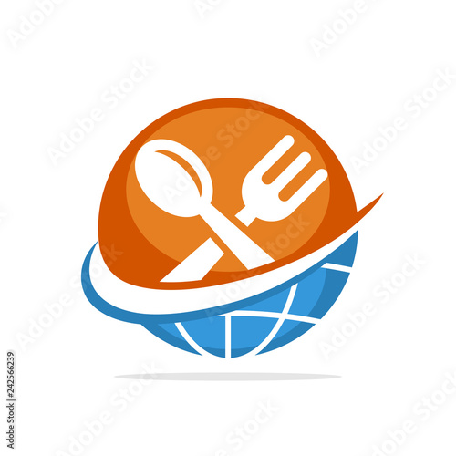 Vector illustration icon with the concept of managing a global restaurant business