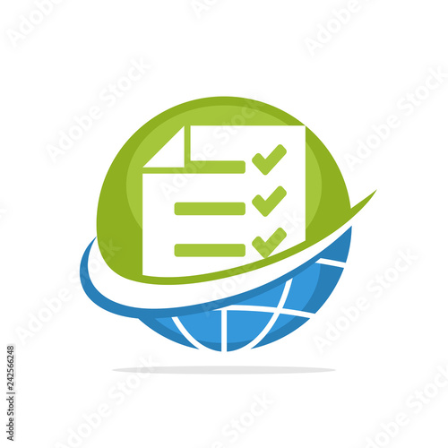 Vector illustration icon with the concept of global survey service management