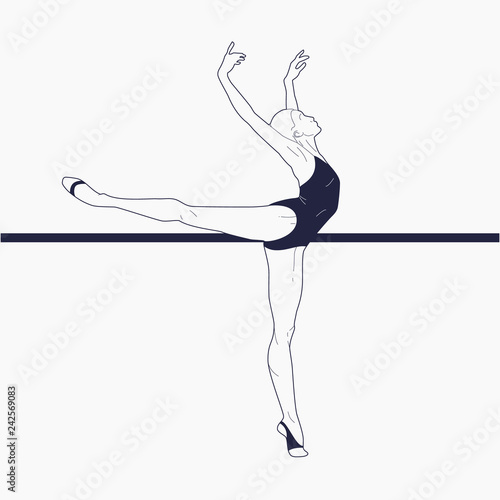 Slim sportive young woman doing fitness and yoga exercises. Healthy lifestyle. Vector illustration design isolated on white background for t-shirt graphics, icons, posters, print and other uses