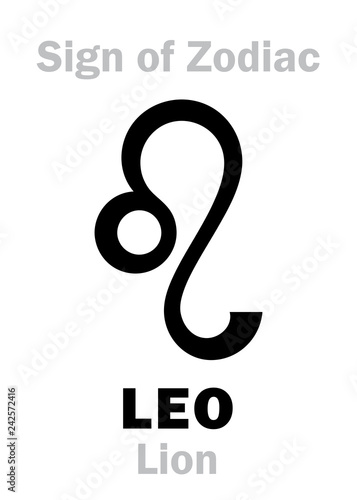 Astrology Alphabet: Sign of Zodiac LEO (The Lion). Hieroglyphics character sign (single symbol).