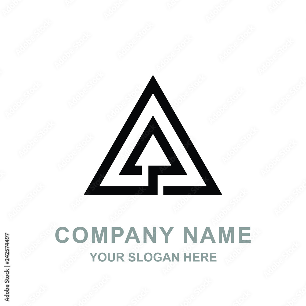 Black Triangle Geometric Building Architecture Logo Vector 