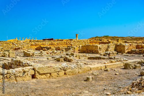 Ruins of Orpheus house at Paphos Archaeological Park on Cyprus photo