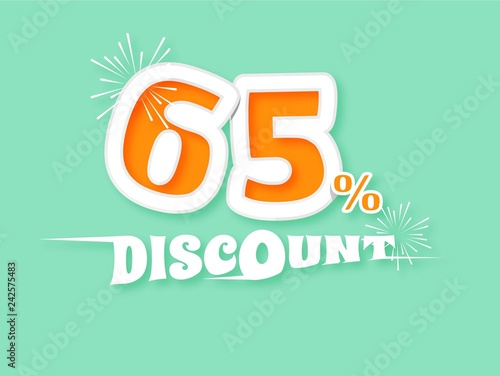 Discount 65 percent on dropshadow text. vector illustrator photo