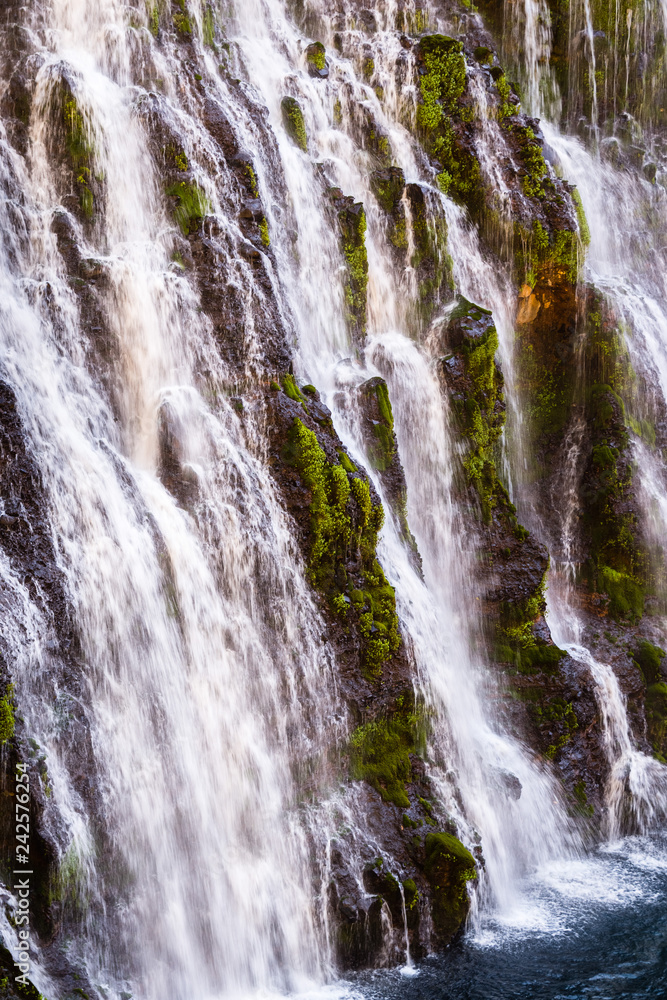 Close up of McArthur-Burney falls in Shasta National Forest, north California Close up of McArthur-Burney falls in Shasta National Forest, north California