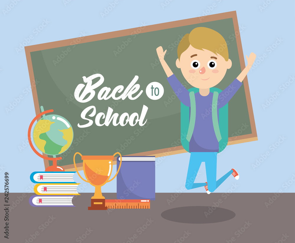 boy in the classroom with books and global map boy in the classroom with books and global map