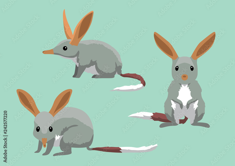 Fototapeta premium Cute Bilbies Cartoon Vector Illustration
