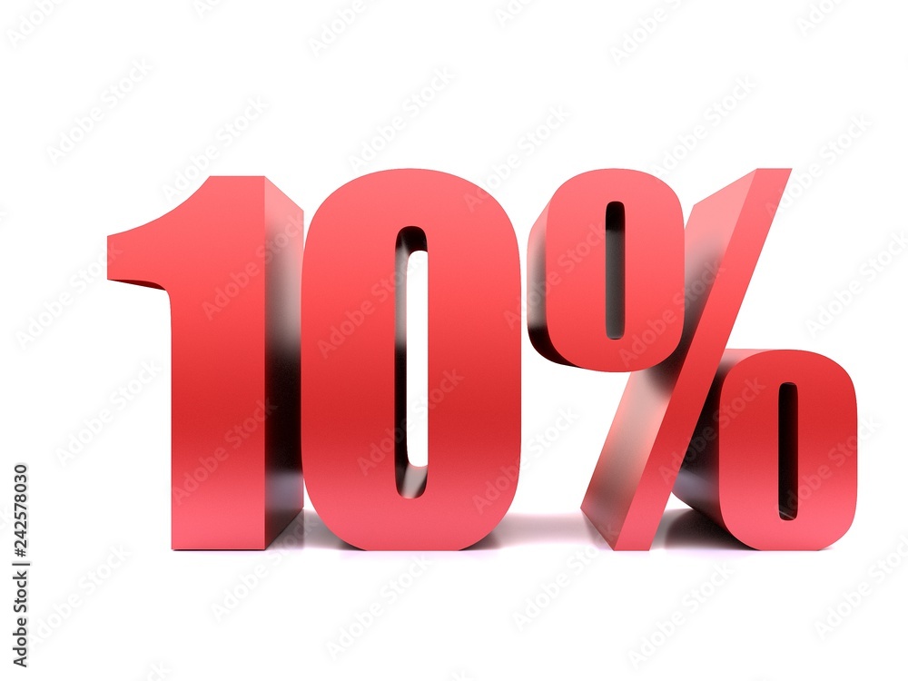ten percent symbol .3d rendering ten percent symbol .3d rendering