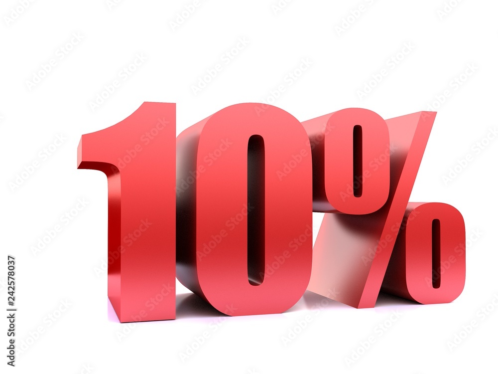 ten percent symbol .3d rendering ten percent symbol .3d rendering