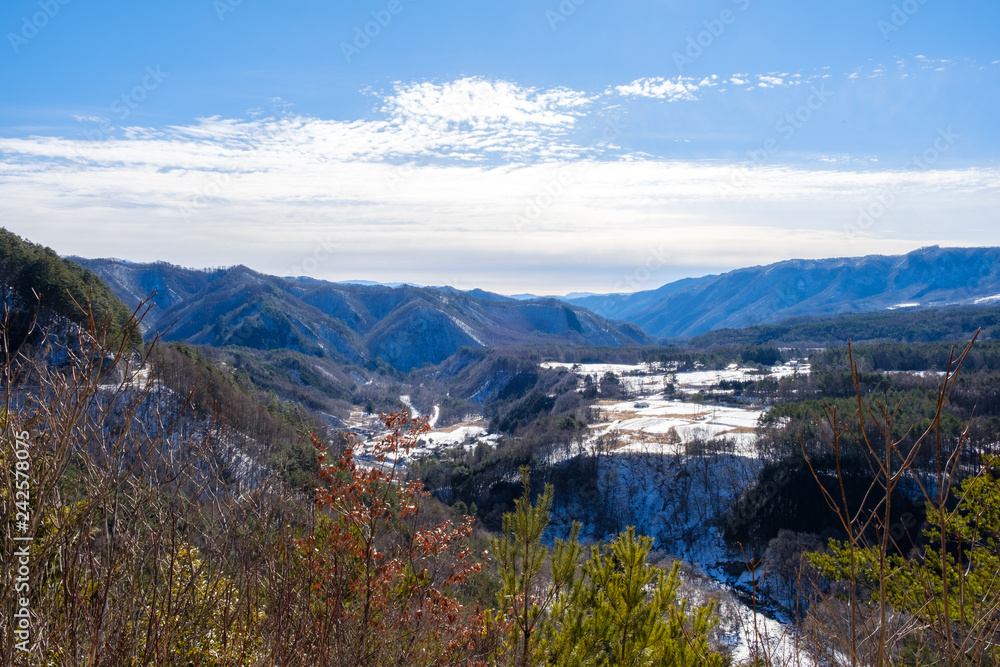 御岳山の冠雪　久藏峠からの眺め
