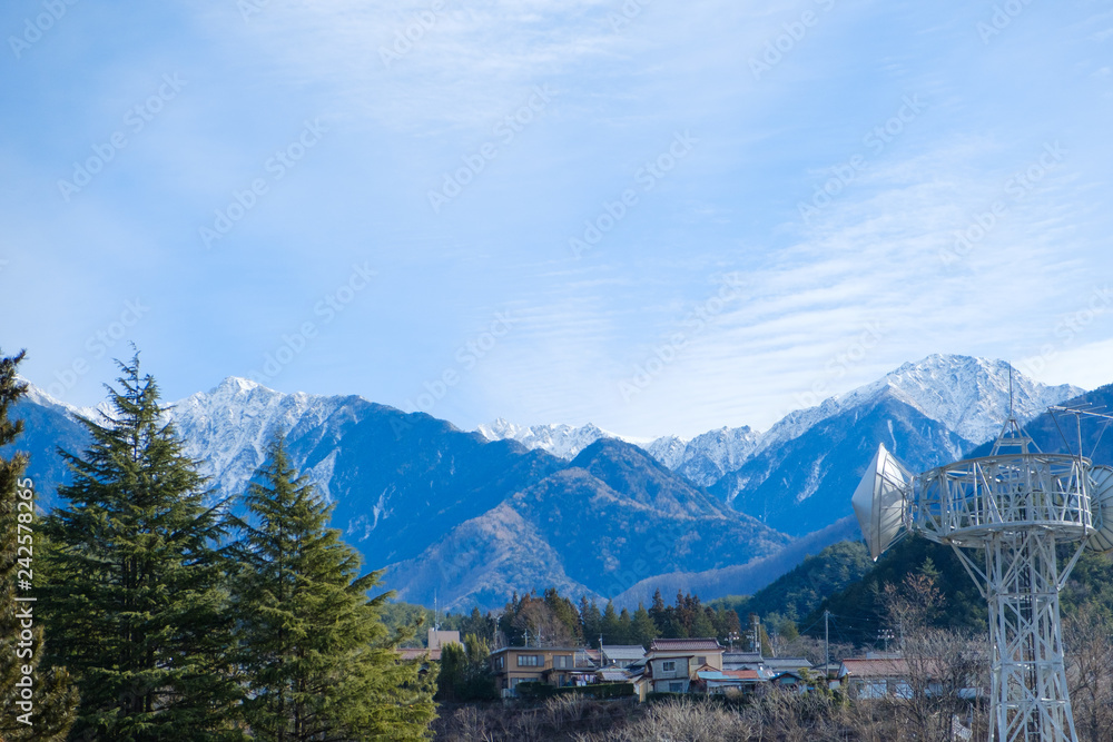 御岳山と上松町 御岳山と上松町