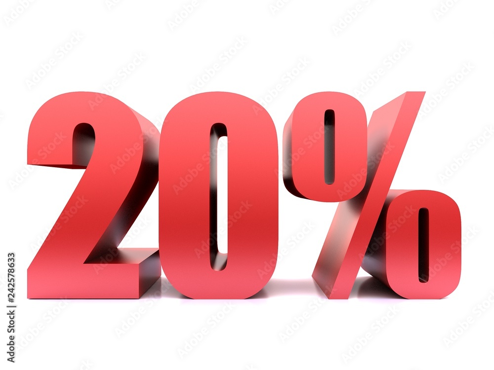 twenty percent symbol .3d rendering twenty percent symbol .3d rendering
