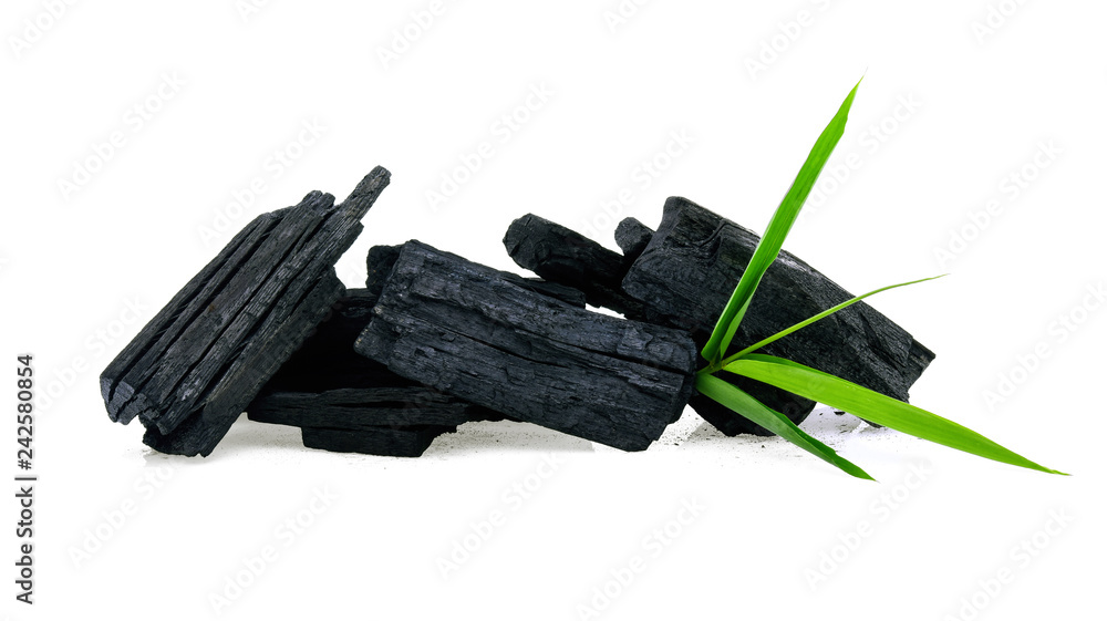 Natural wood charcoal isolated on white background Natural wood charcoal isolated on white background