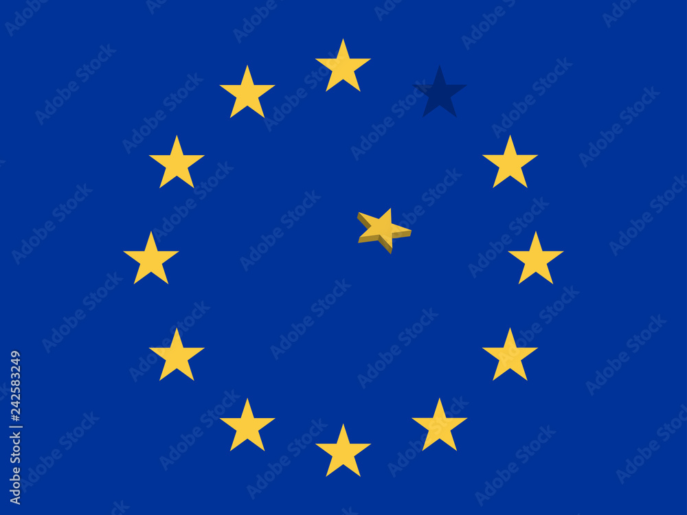 European Union Falling Star on the EU Flag Vector Illustration European Union Falling Star on the EU Flag Vector Illustration