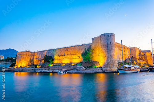 Sunset view over Kyrenia castle, Cyprus photo