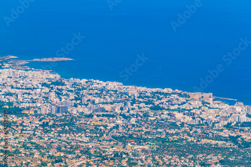 Aerial view of Kyrenia/Girne from Buffavento castle in Cyprus photo